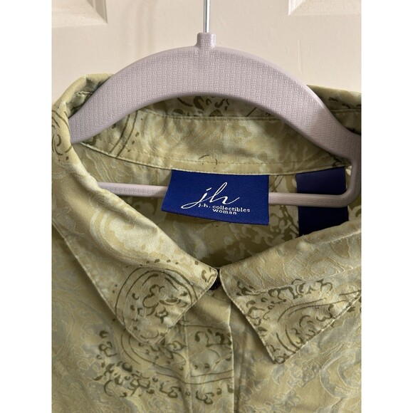 JH Collectibles Women’s Green Paisley Burnout Tunic Sz 2 Casual Office - Picture 4 of 6
